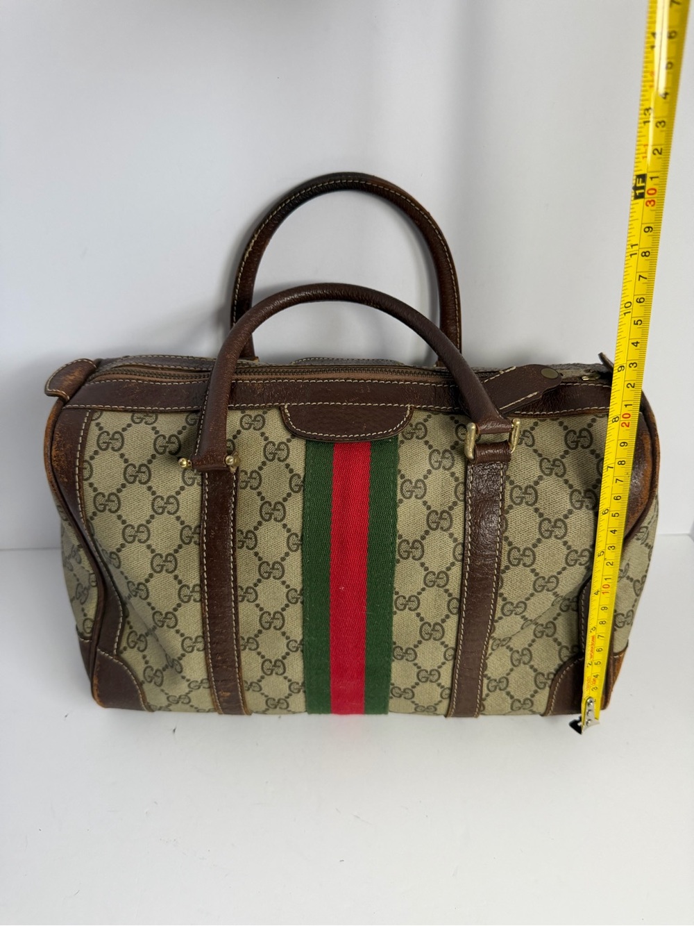 Vintage Gucci GG Monogram Canvas Web Stripe Boston Bag - Picture 3 of 15
